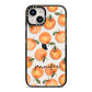 Personalised Oranges Name iPhone 14 Black Impact Case on Silver phone