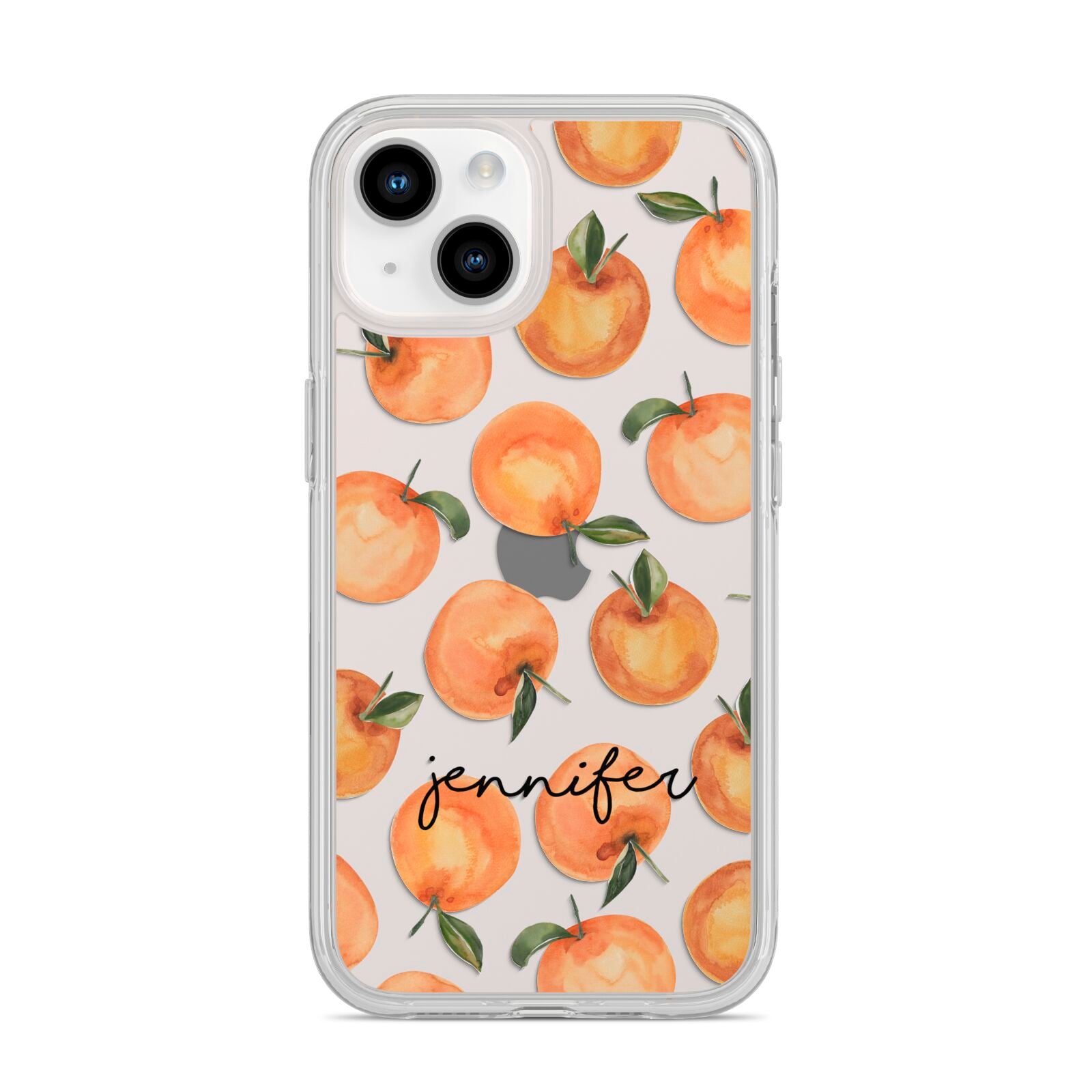 Personalised Oranges Name iPhone 14 Clear Tough Case Starlight