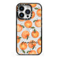 Personalised Oranges Name iPhone 14 Pro Black Impact Case on Silver phone