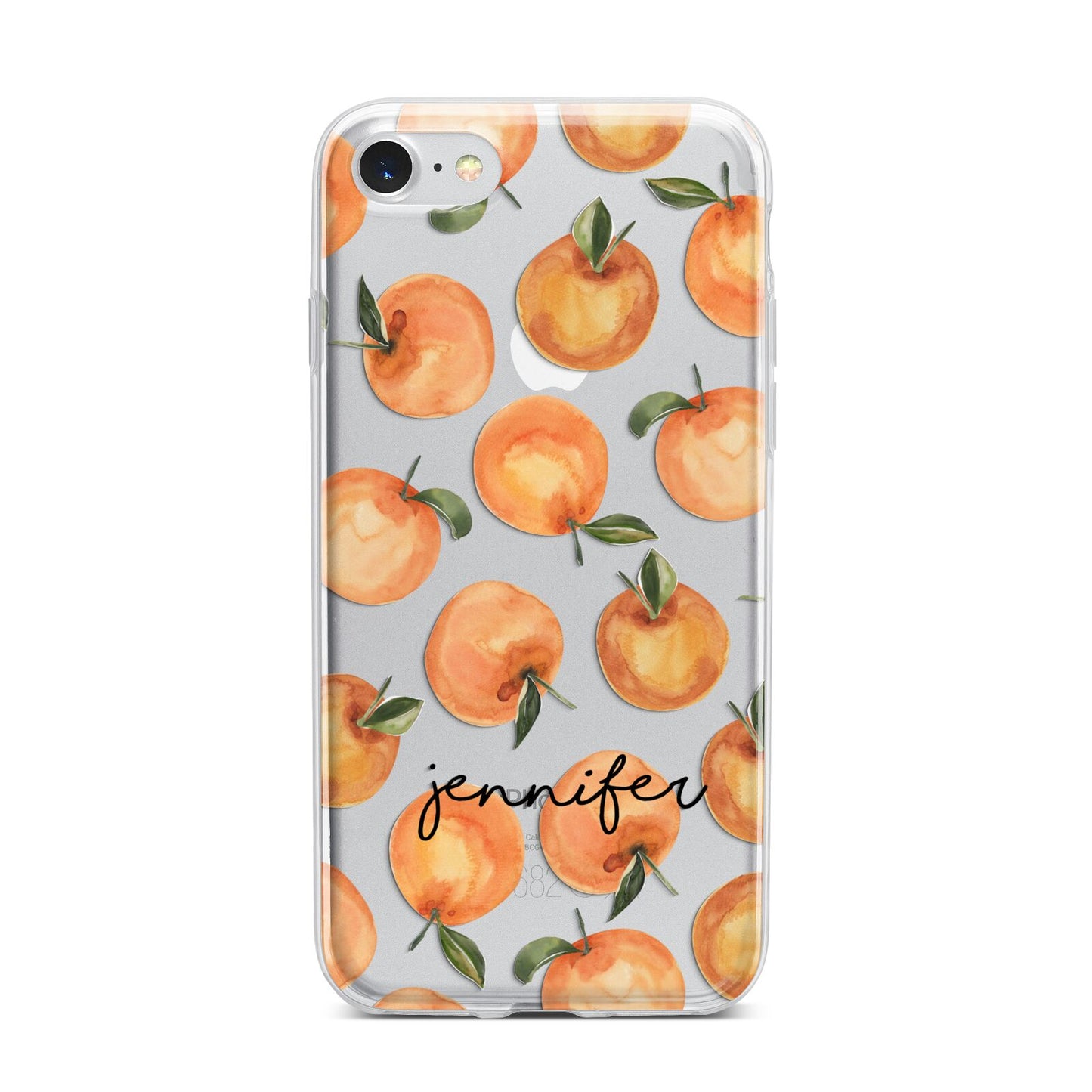 Personalised Oranges Name iPhone 7 Bumper Case on Silver iPhone