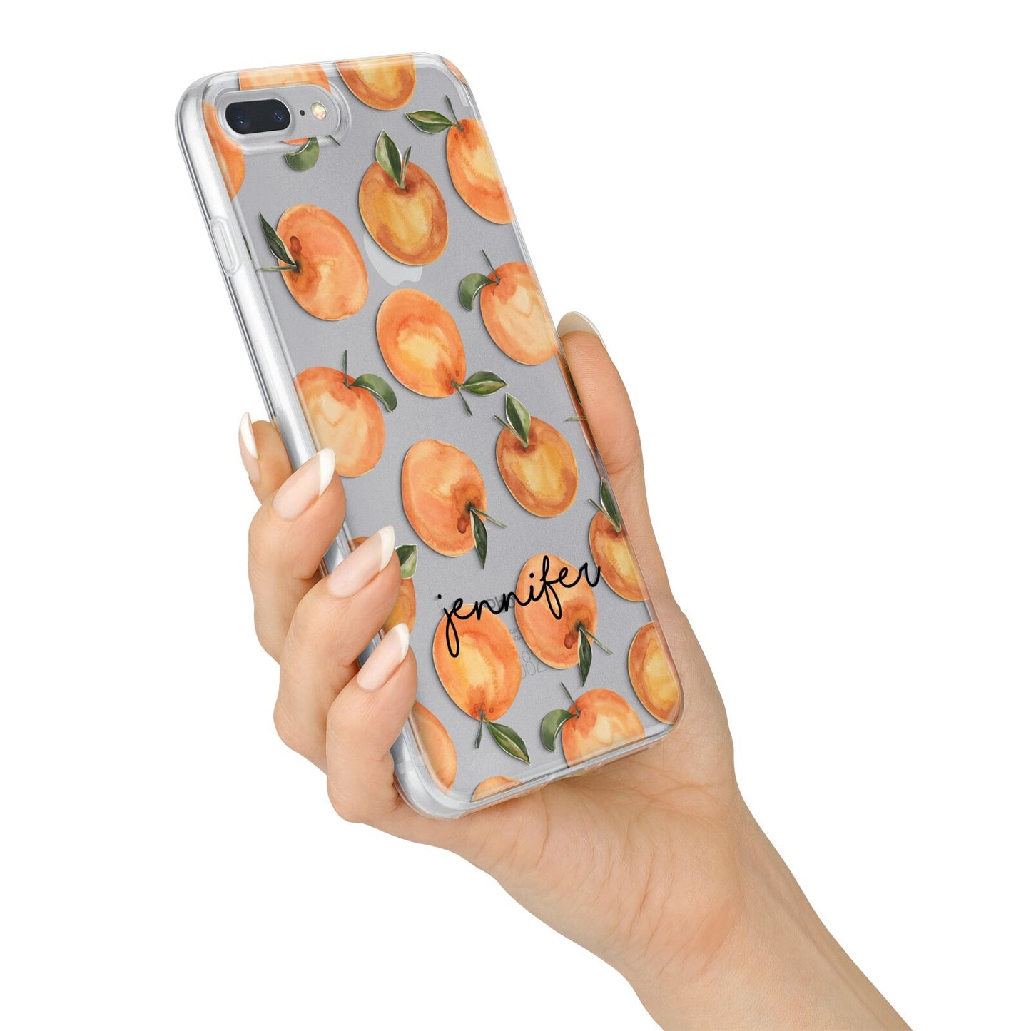 Personalised Oranges Name iPhone 7 Plus Bumper Case on Silver iPhone Alternative Image