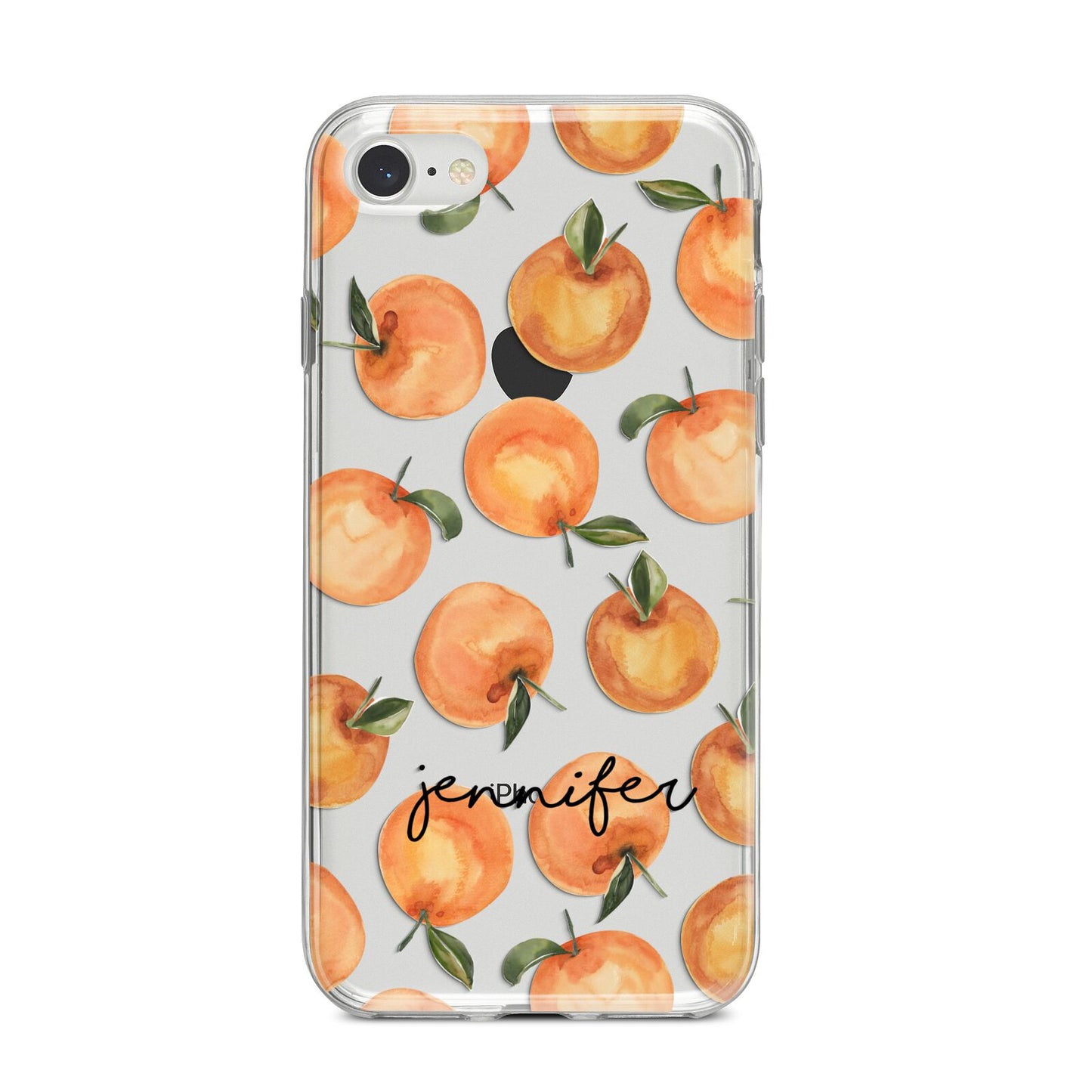 Personalised Oranges Name iPhone 8 Bumper Case on Silver iPhone