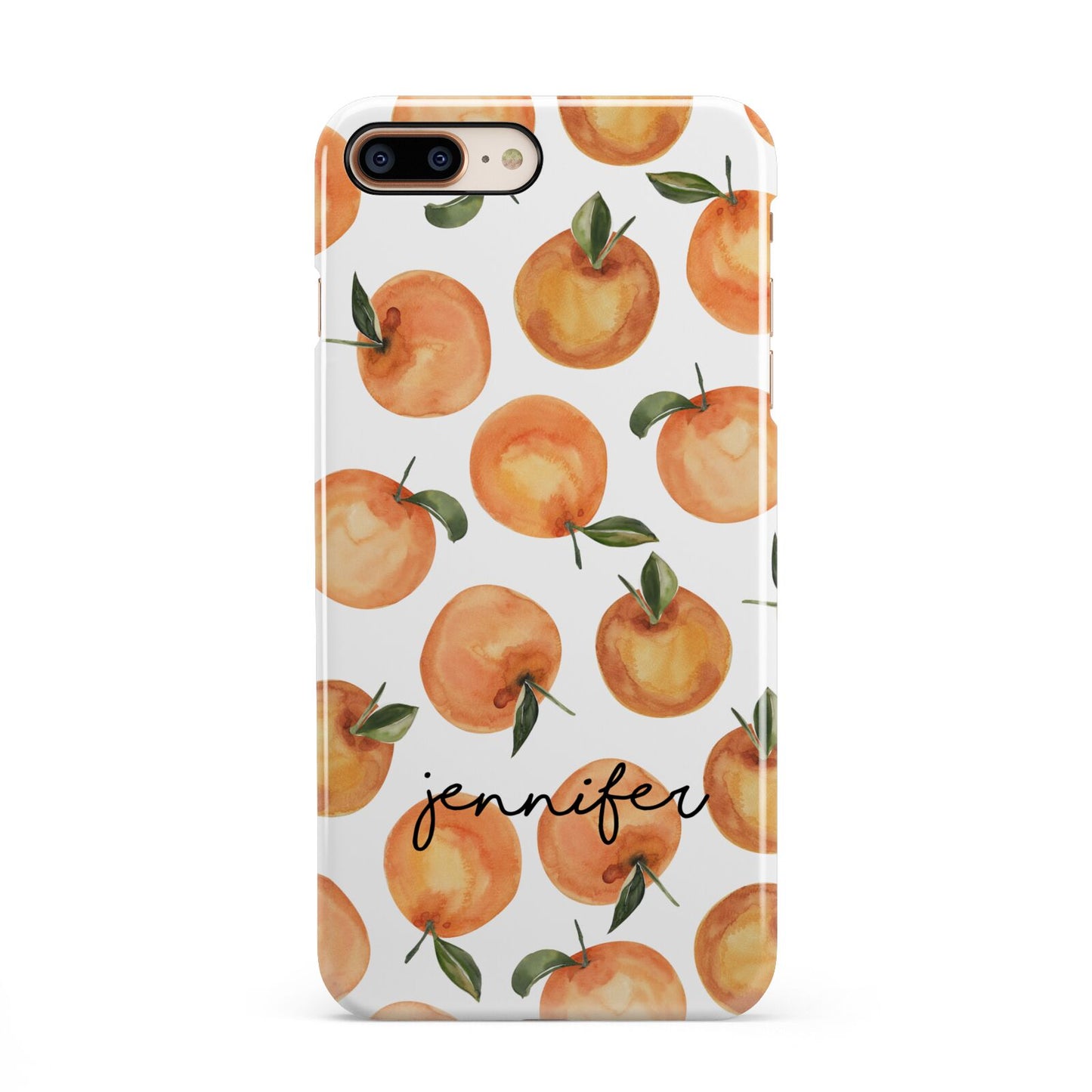 Personalised Oranges Name iPhone 8 Plus 3D Snap Case on Gold Phone