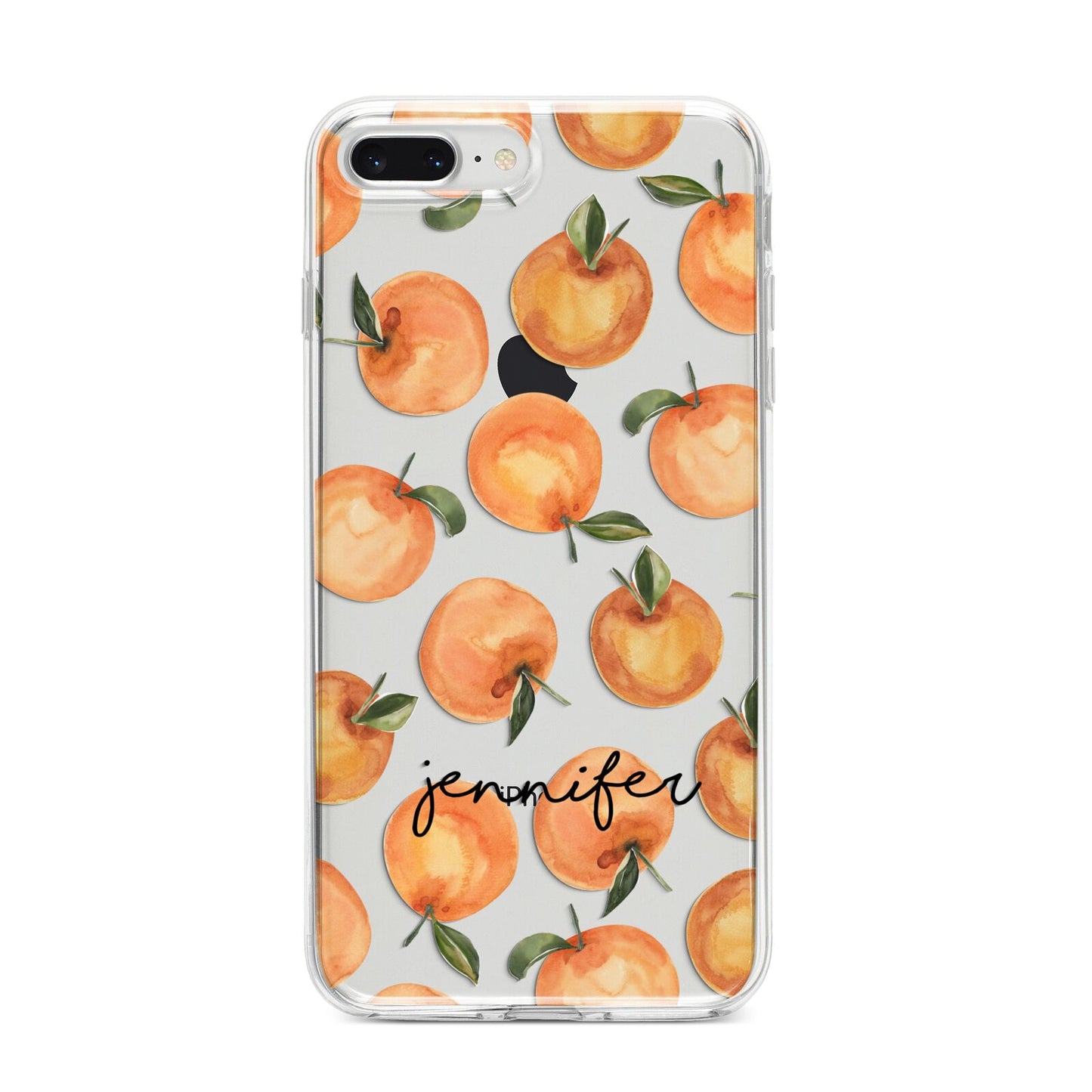 Personalised Oranges Name iPhone 8 Plus Bumper Case on Silver iPhone