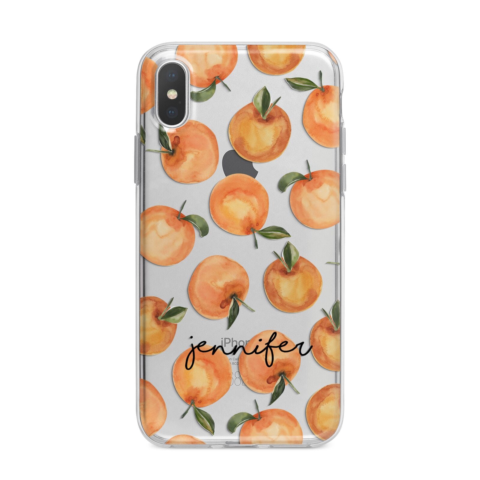 Personalised Oranges Name iPhone X Bumper Case on Silver iPhone Alternative Image 1