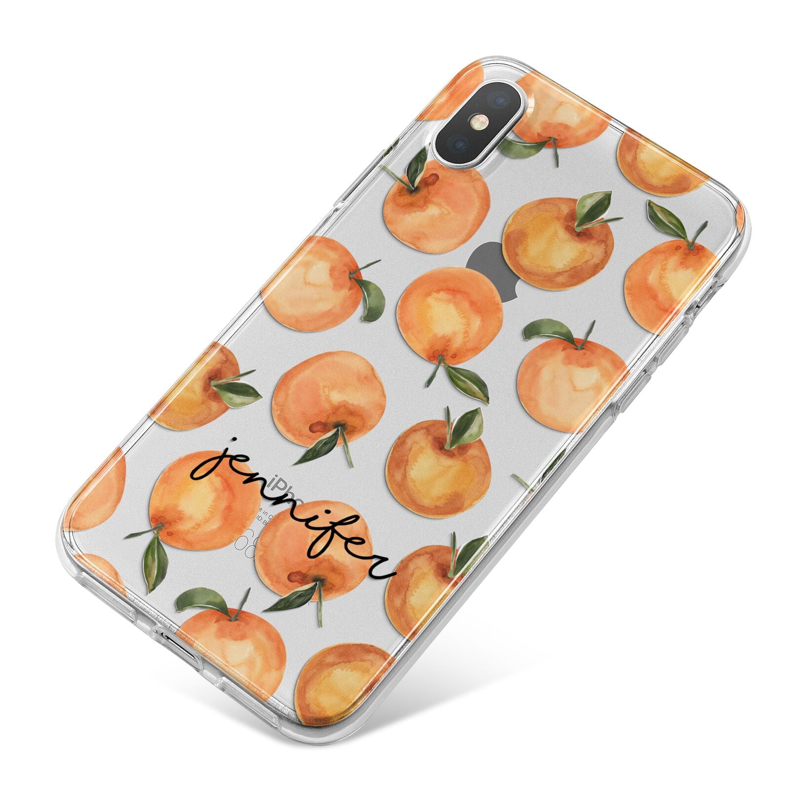 Personalised Oranges Name iPhone X Bumper Case on Silver iPhone