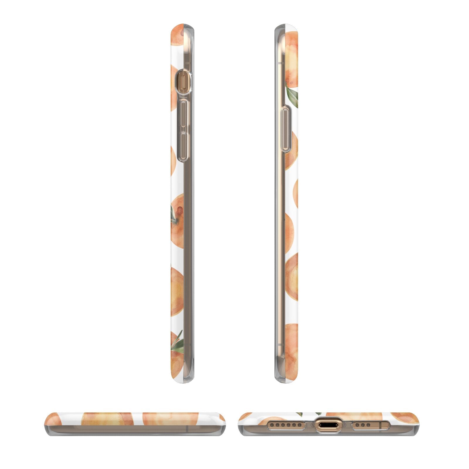 Personalised Oranges Name iPhone XS 3D Tough Case in Gold Angled Images