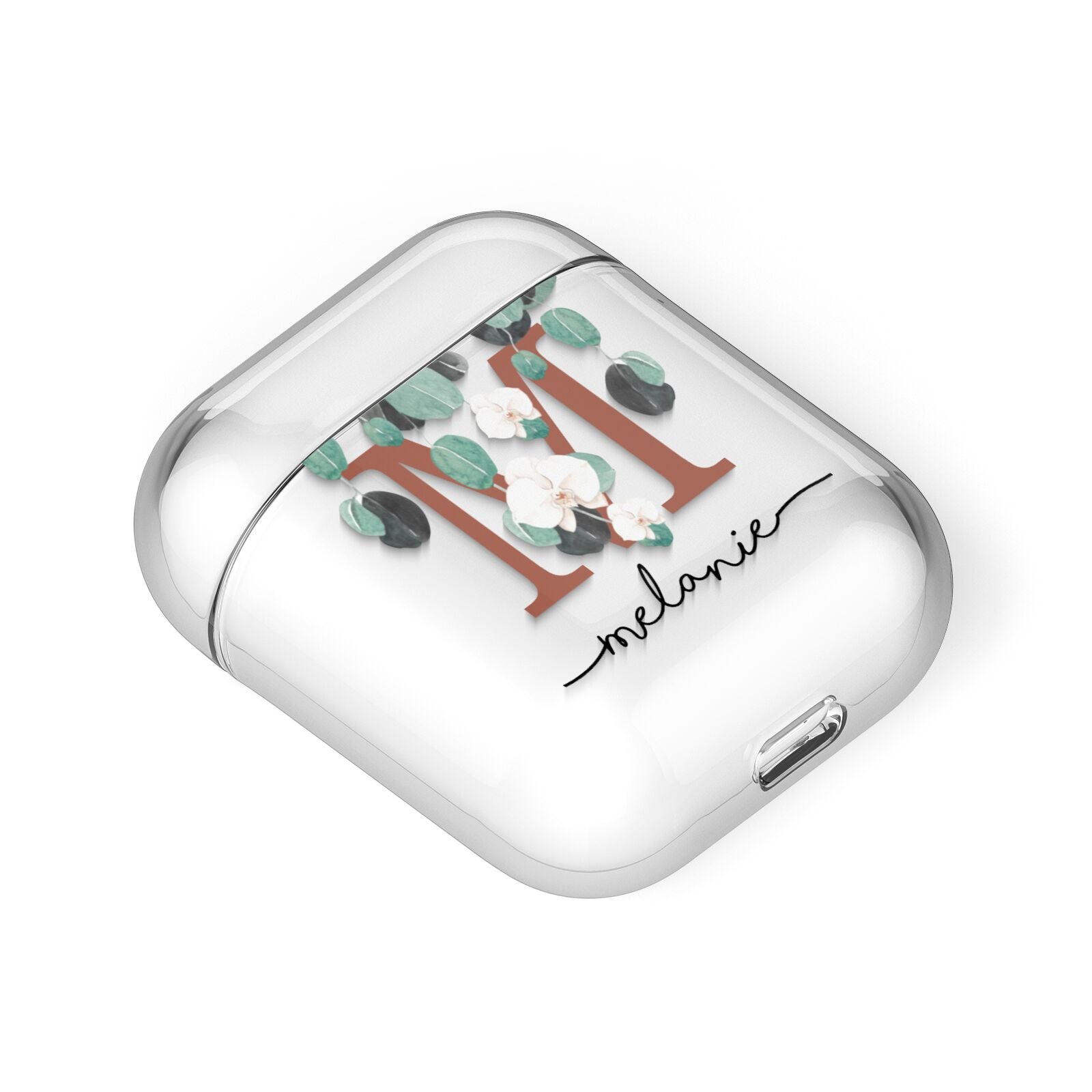 Personalised Orchid AirPods Case Laid Flat