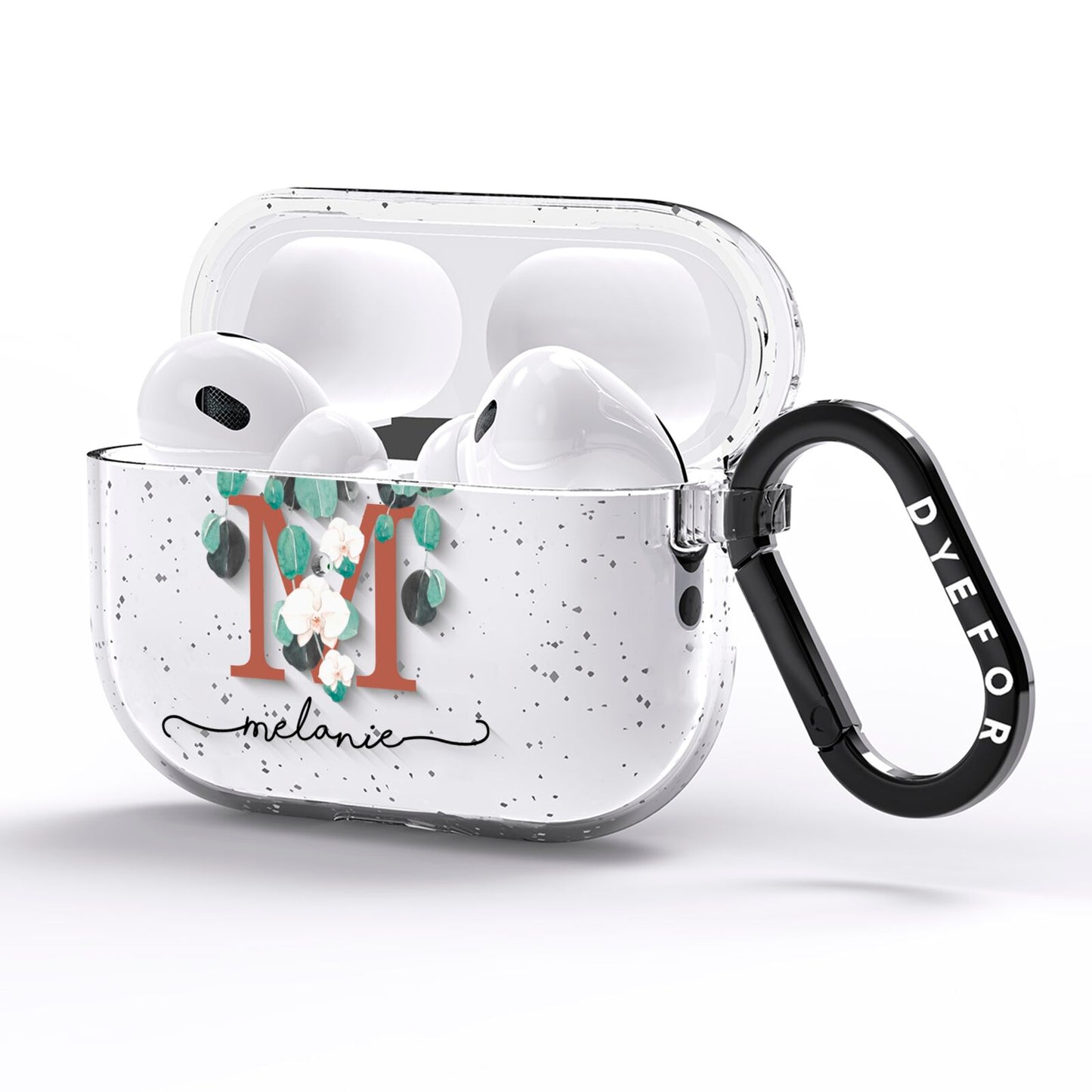 Personalised Orchid AirPods Pro Glitter Case Side Image