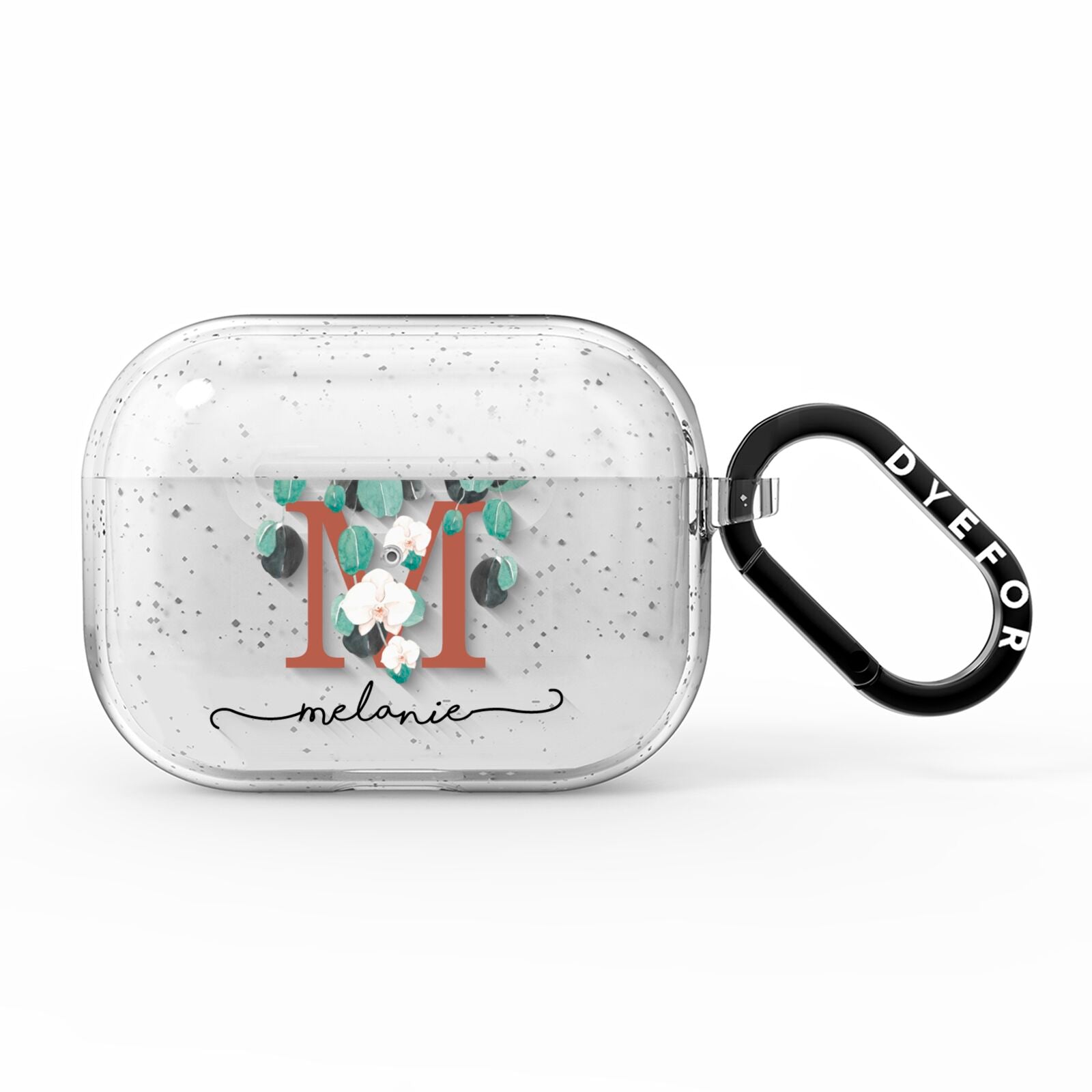 Personalised Orchid AirPods Pro Glitter Case