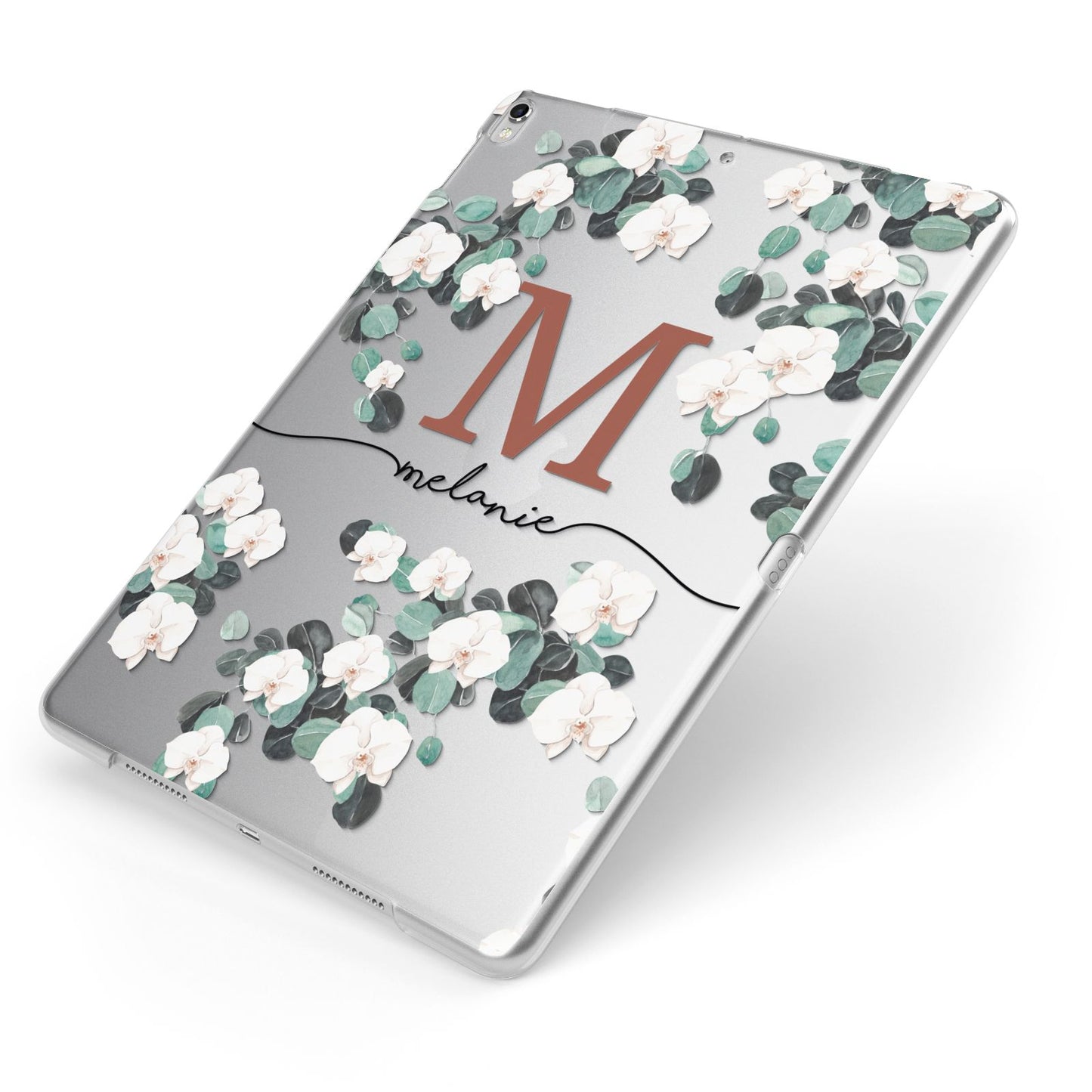 Personalised Orchid Apple iPad Case on Silver iPad Side View