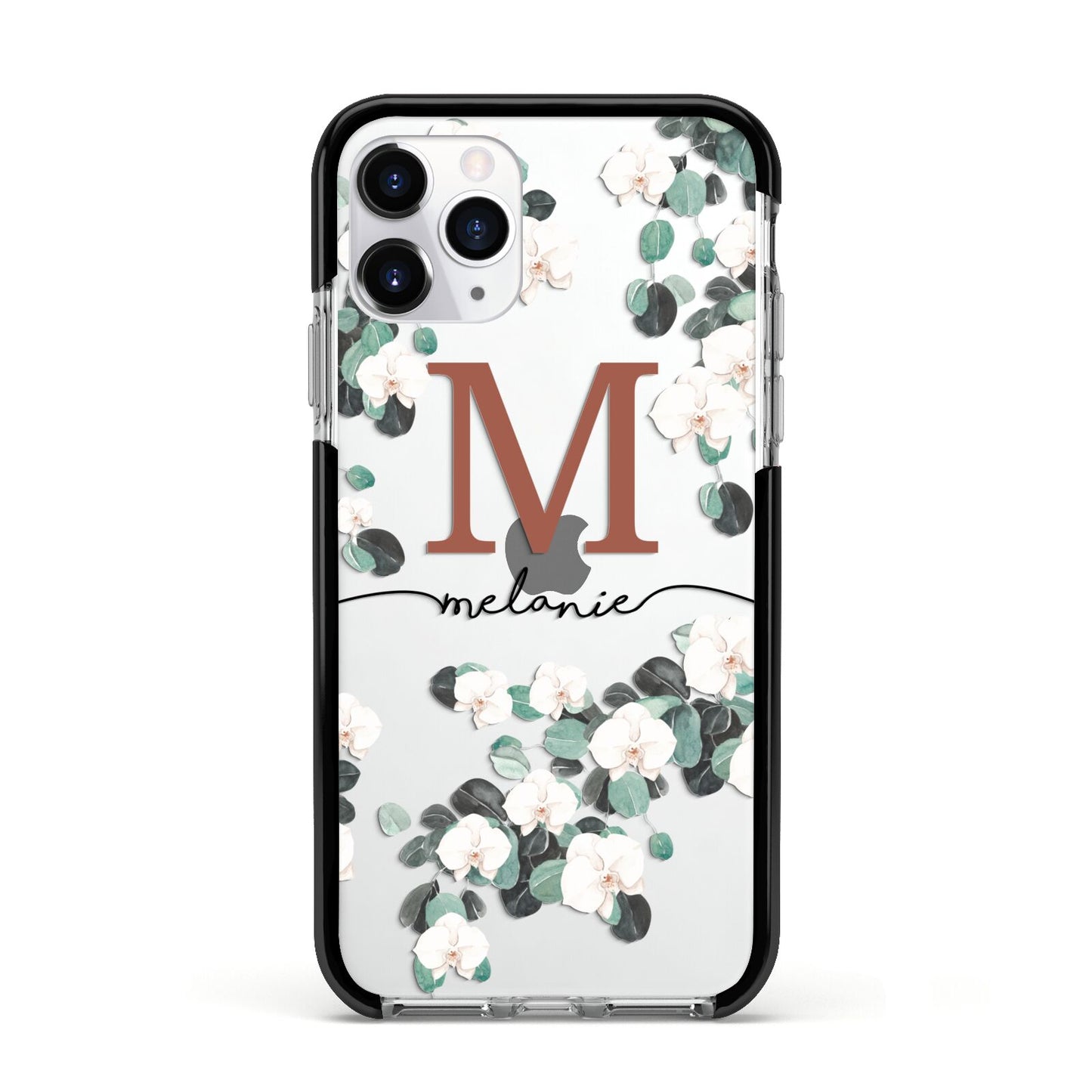 Personalised Orchid Apple iPhone 11 Pro in Silver with Black Impact Case