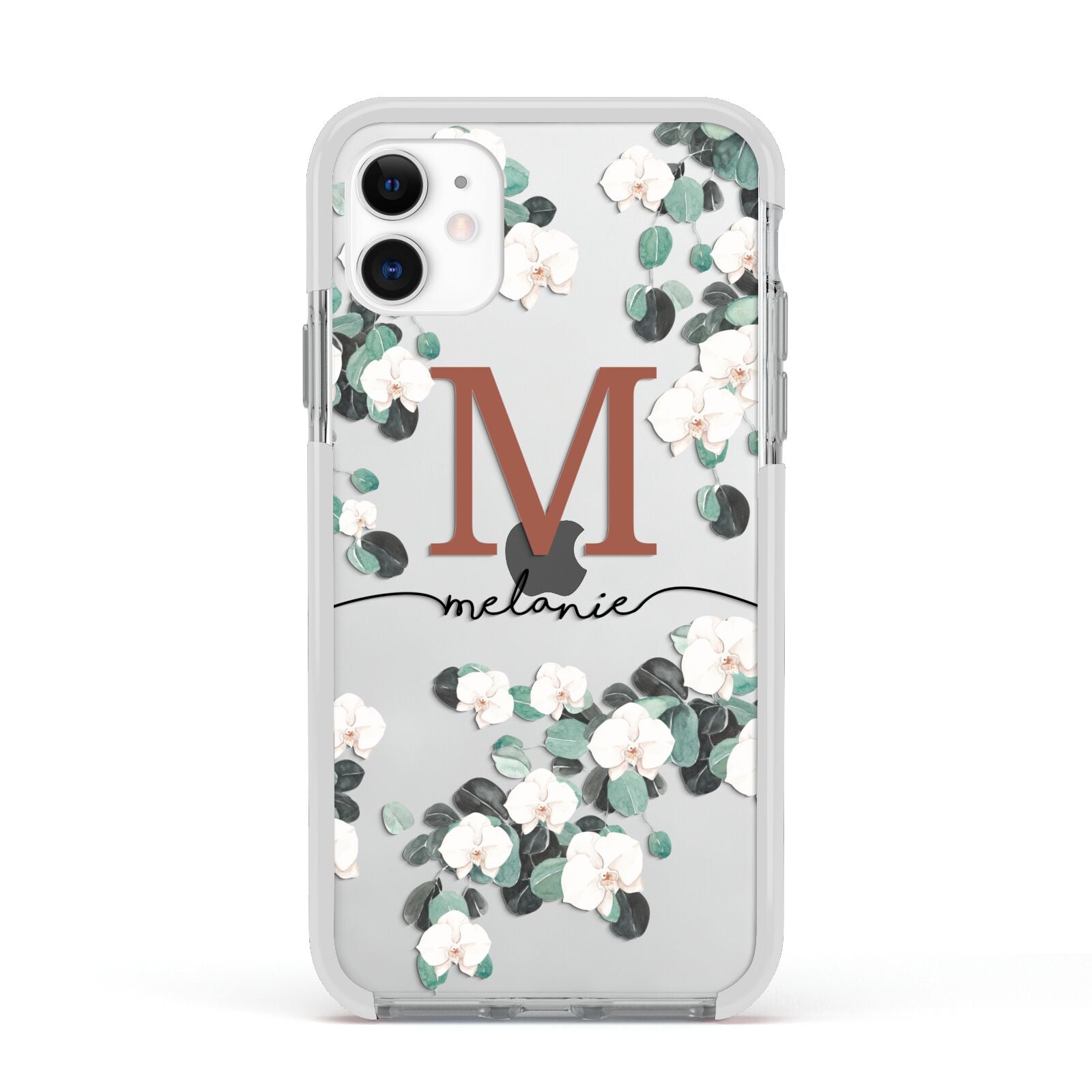 Personalised Orchid Apple iPhone 11 in White with White Impact Case