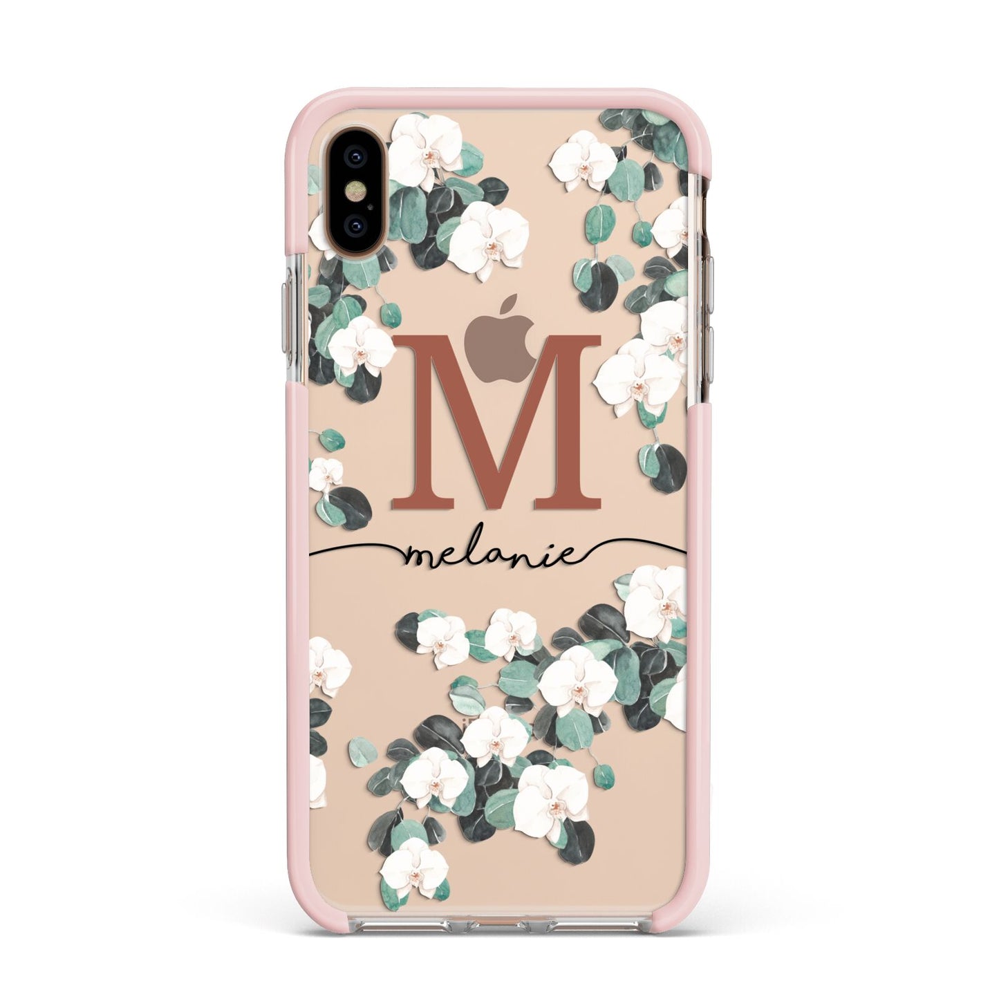 Personalised Orchid Apple iPhone Xs Max Impact Case Pink Edge on Gold Phone