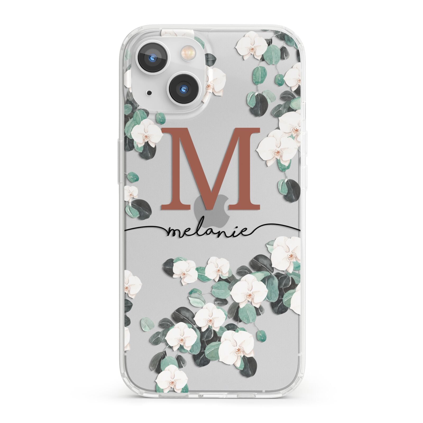 Personalised Orchid iPhone 13 Clear Bumper Case