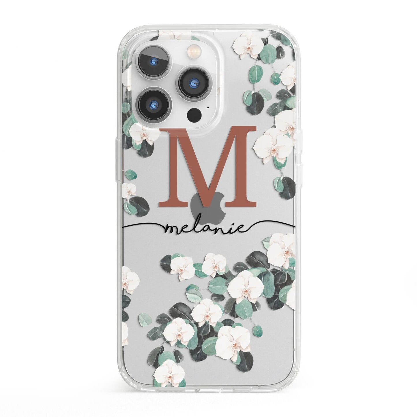 Personalised Orchid iPhone 13 Pro Clear Bumper Case
