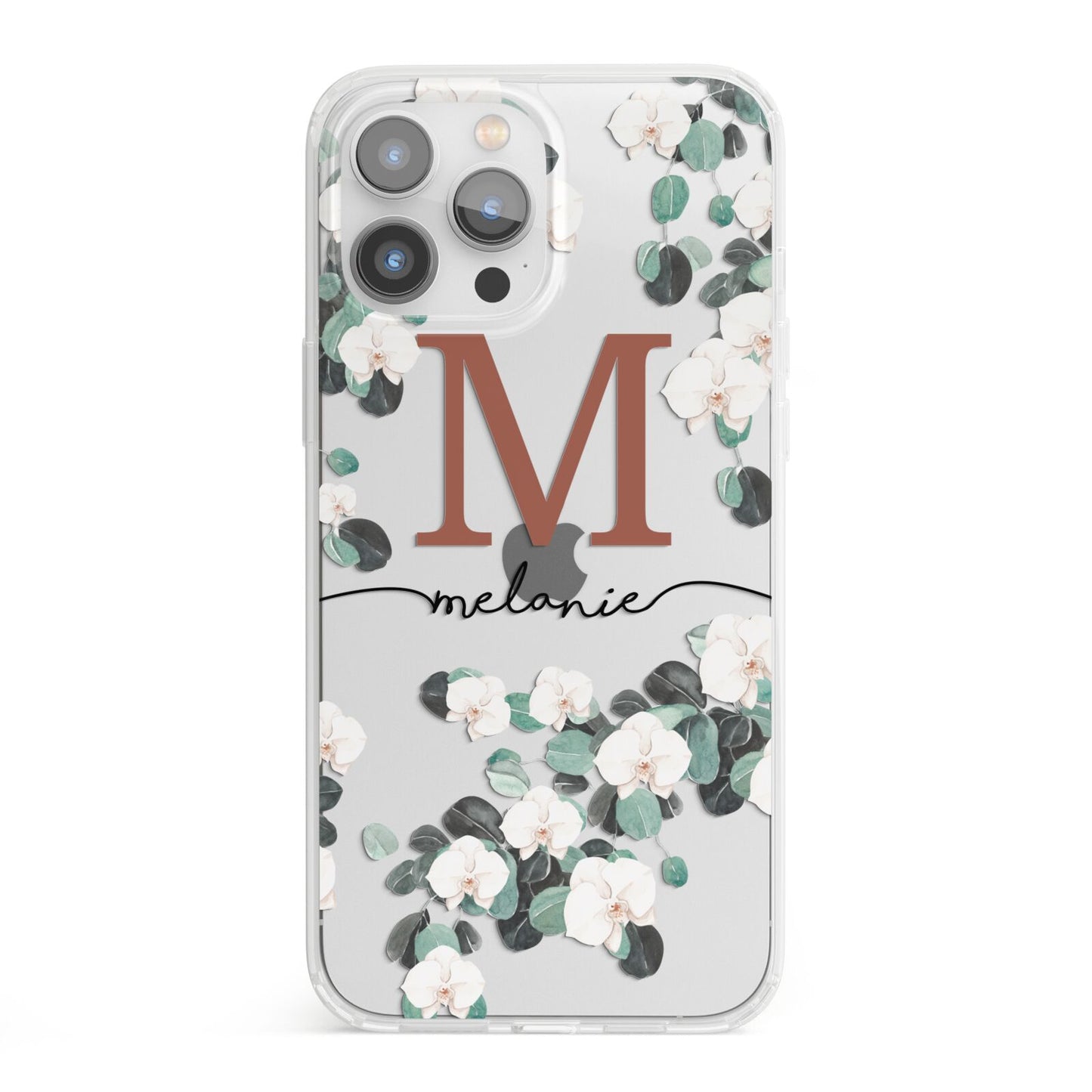 Personalised Orchid iPhone 13 Pro Max Clear Bumper Case