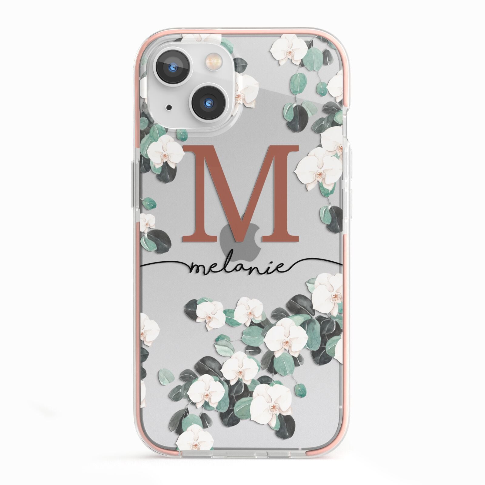 Personalised Orchid iPhone 13 TPU Impact Case with Pink Edges