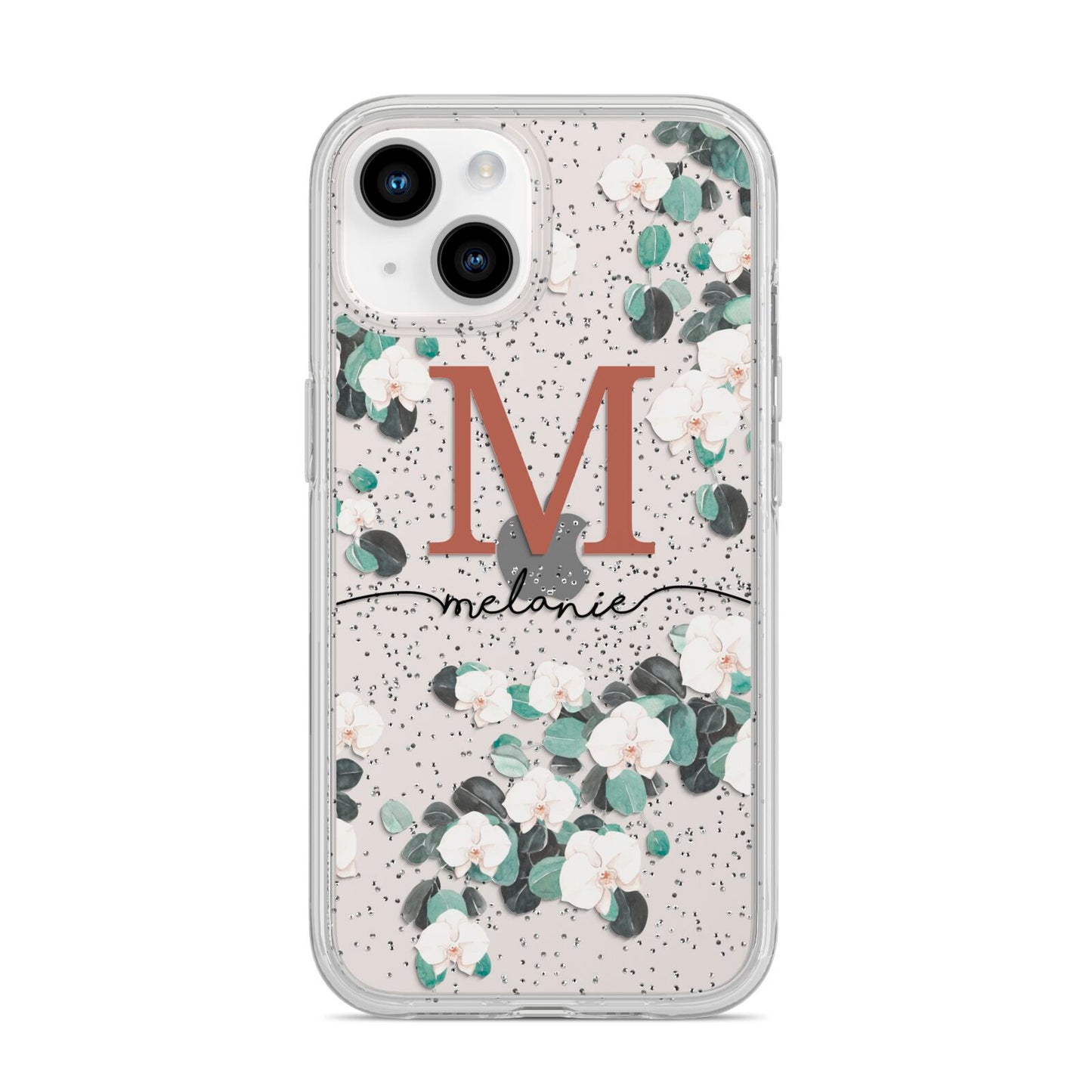 Personalised Orchid iPhone 14 Glitter Tough Case Starlight