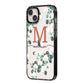 Personalised Orchid iPhone 14 Plus Black Impact Case Side Angle on Silver phone