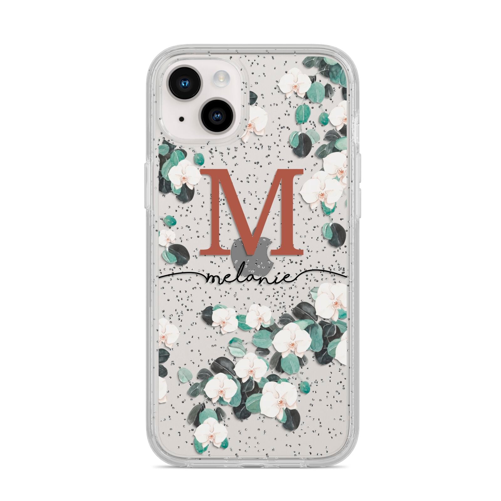 Personalised Orchid iPhone 14 Plus Glitter Tough Case Starlight