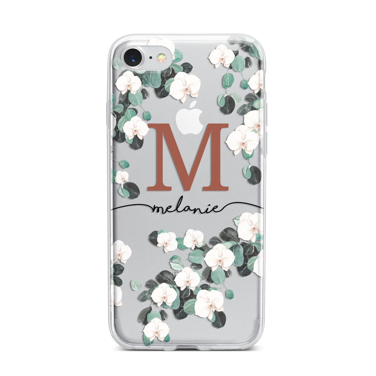 Personalised Orchid iPhone 7 Bumper Case on Silver iPhone