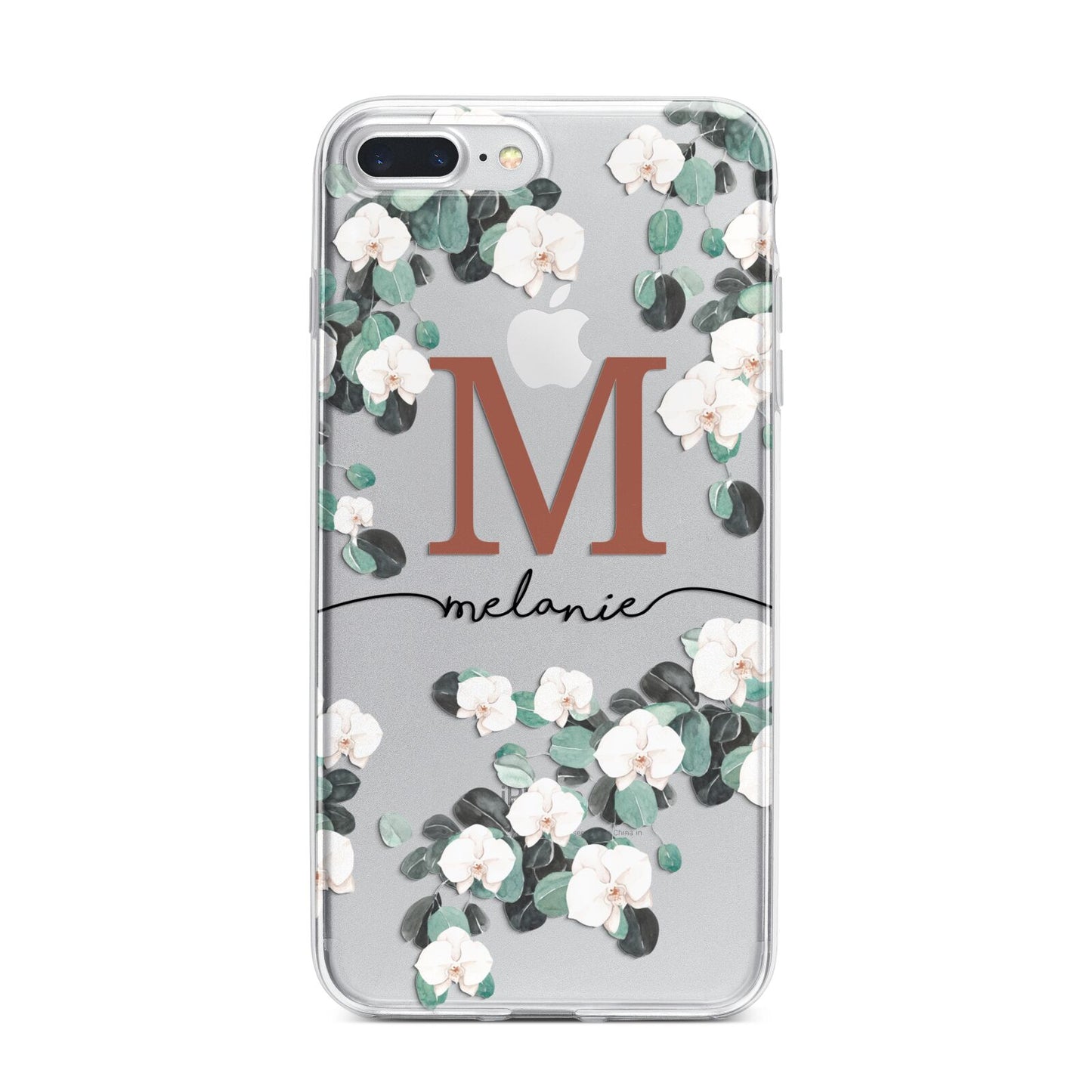 Personalised Orchid iPhone 7 Plus Bumper Case on Silver iPhone