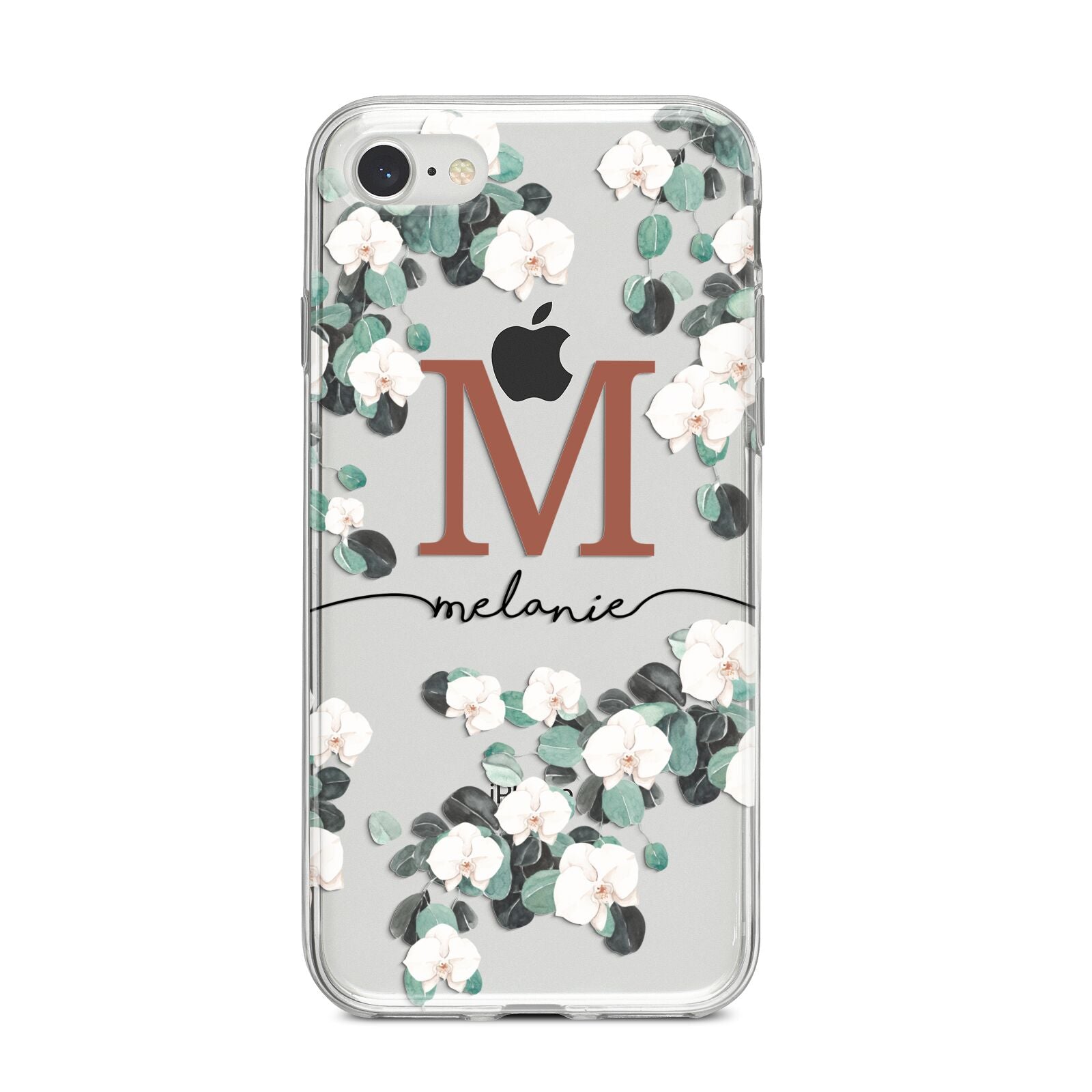 Personalised Orchid iPhone 8 Bumper Case on Silver iPhone