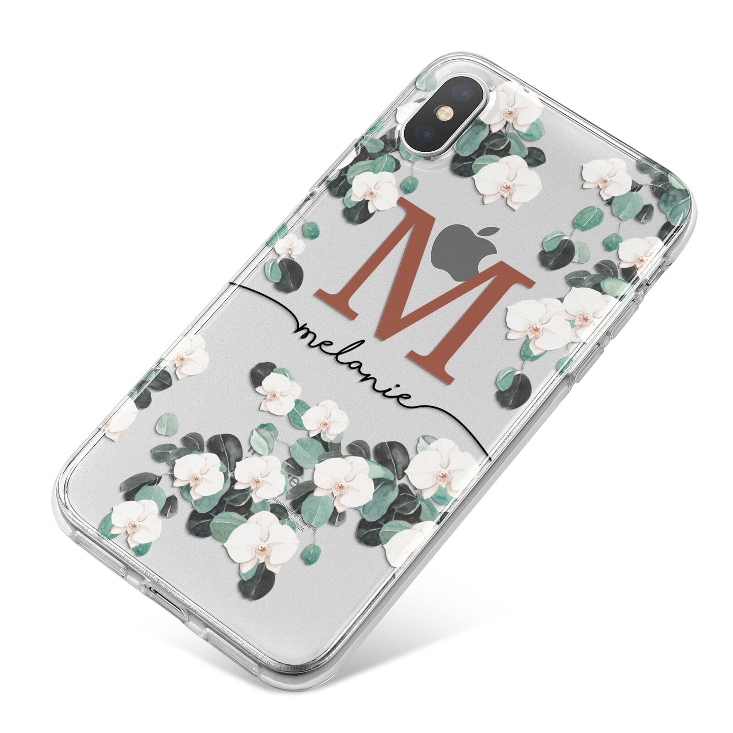 Personalised Orchid iPhone X Bumper Case on Silver iPhone