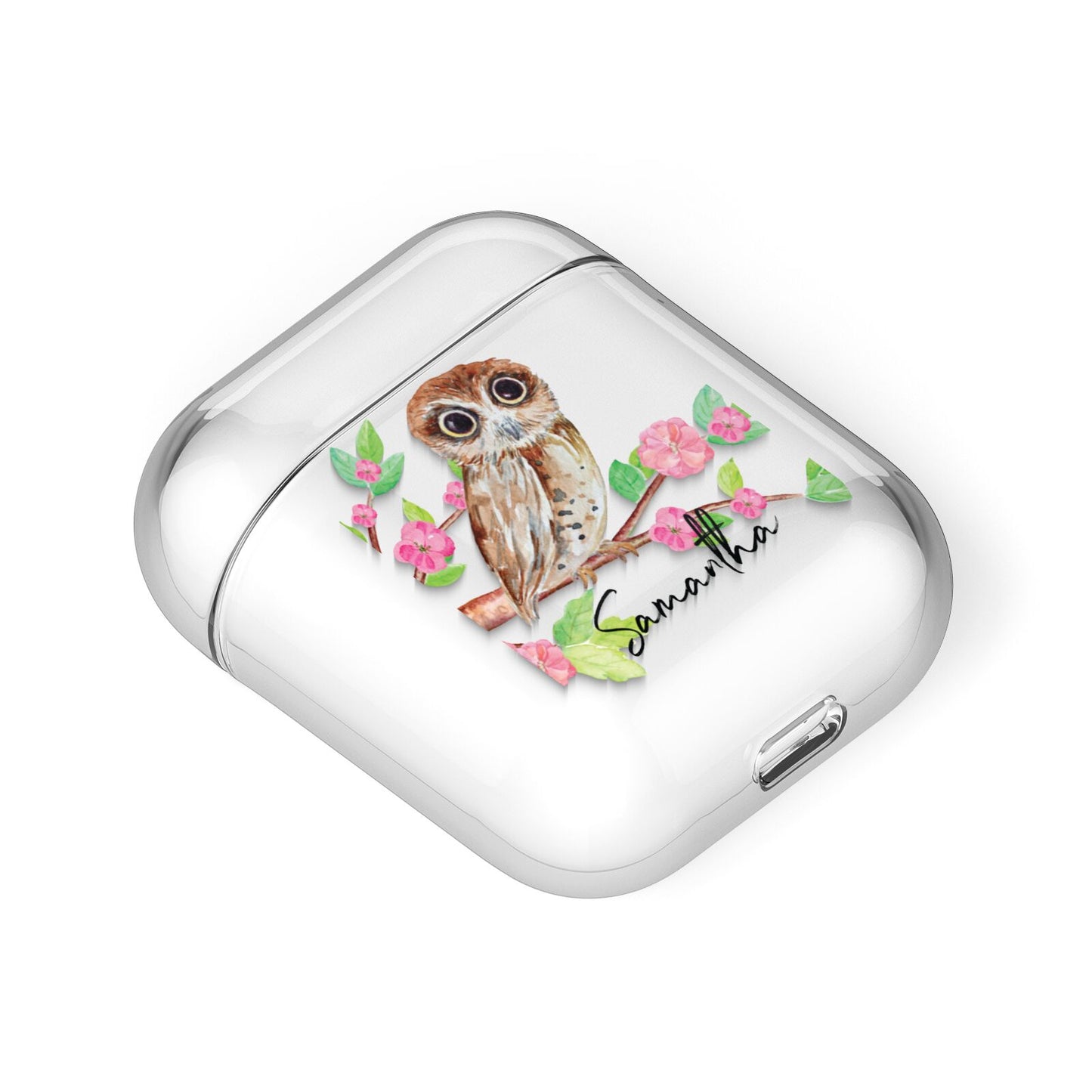 Personalised Owl AirPods Case Laid Flat