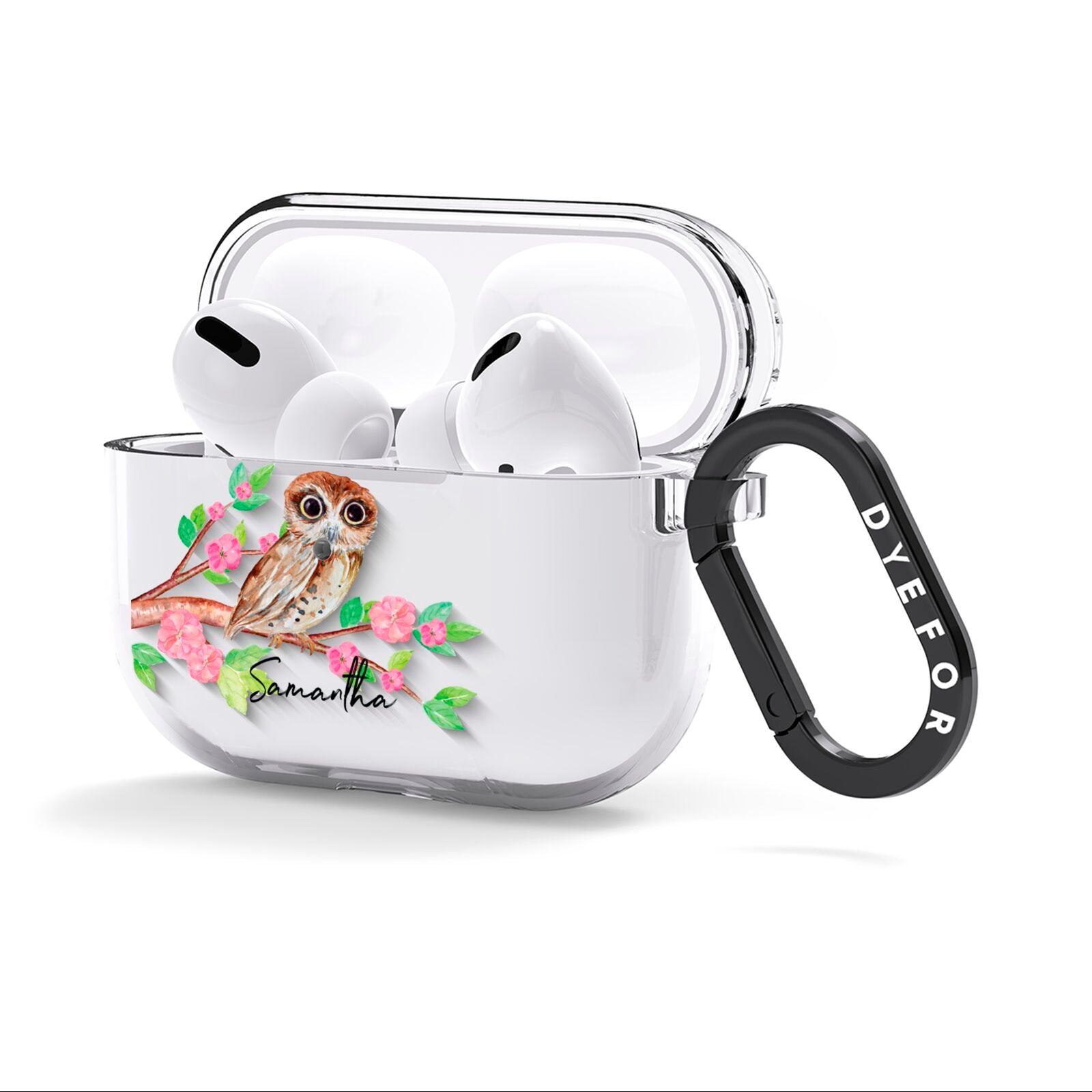 Personalised Owl AirPods Clear Case 3rd Gen Side Image