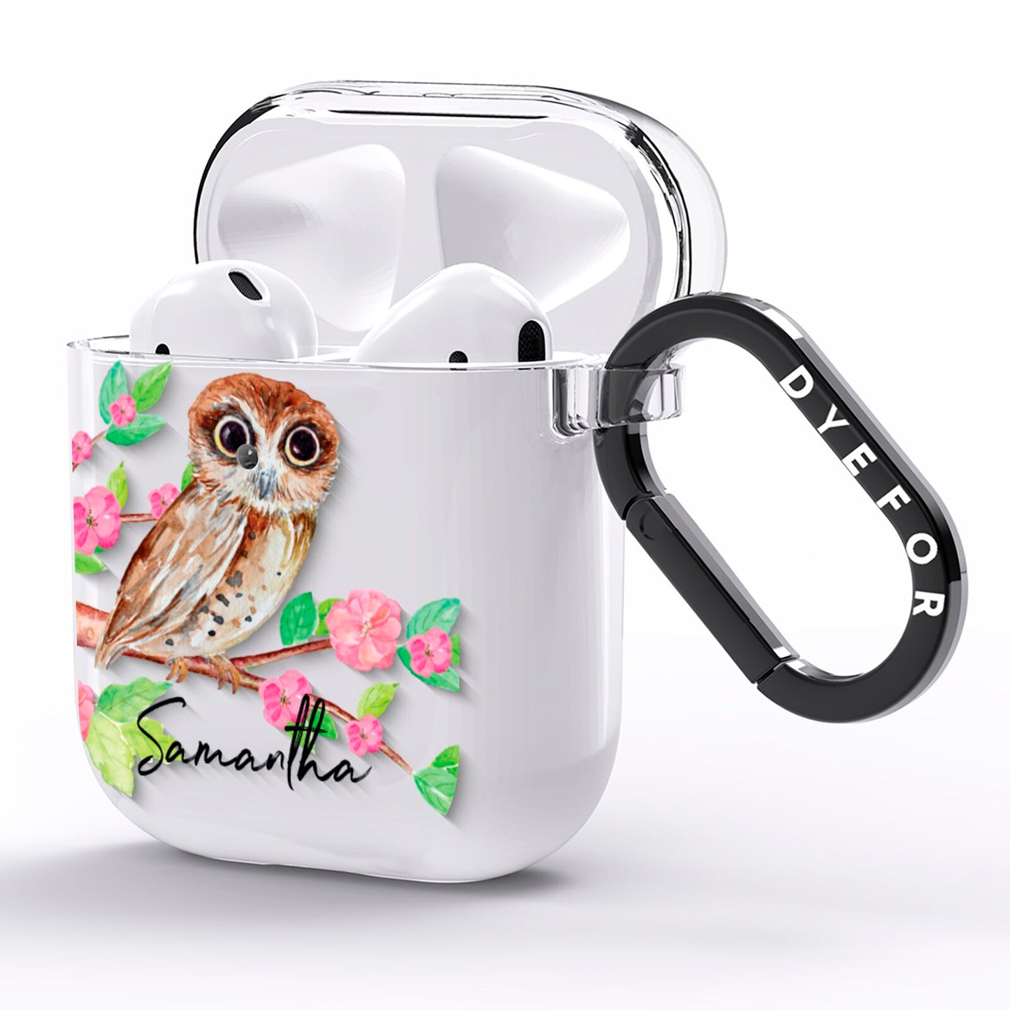Personalised Owl AirPods Clear Case Side Image