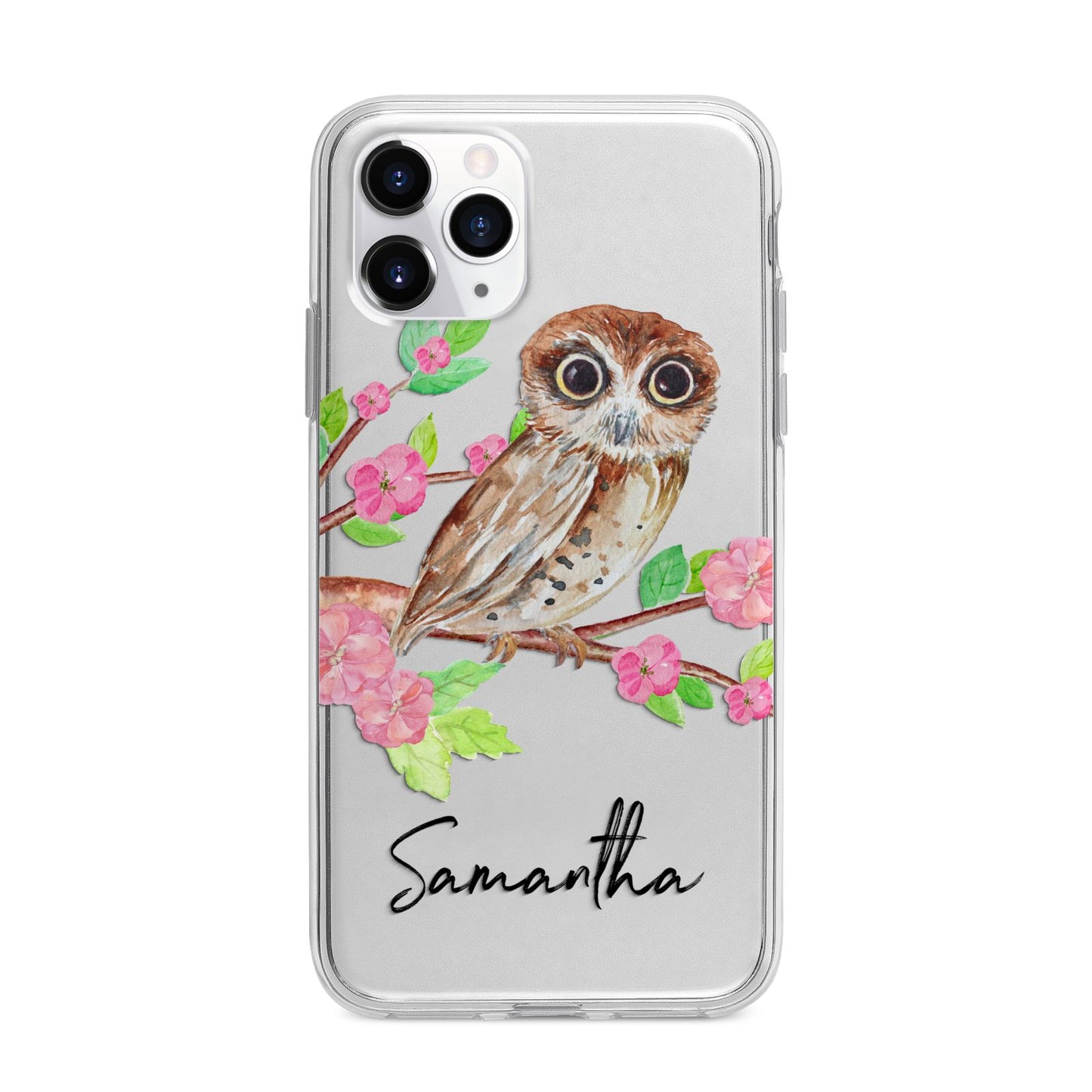 Personalised Owl Apple iPhone 11 Pro Max in Silver with Bumper Case