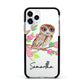 Personalised Owl Apple iPhone 11 Pro in Silver with Black Impact Case