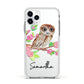 Personalised Owl Apple iPhone 11 Pro in Silver with White Impact Case