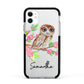 Personalised Owl Apple iPhone 11 in White with Black Impact Case