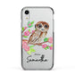 Personalised Owl Apple iPhone XR Impact Case Black Edge on Silver Phone