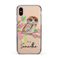 Personalised Owl Apple iPhone Xs Impact Case Black Edge on Gold Phone