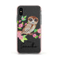 Personalised Owl Apple iPhone Xs Impact Case Pink Edge on Black Phone