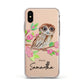 Personalised Owl Apple iPhone Xs Impact Case White Edge on Gold Phone