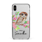 Personalised Owl Apple iPhone Xs Max Impact Case Black Edge on Silver Phone