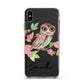 Personalised Owl Apple iPhone Xs Max Impact Case Pink Edge on Black Phone