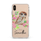 Personalised Owl Apple iPhone Xs Max Impact Case White Edge on Gold Phone