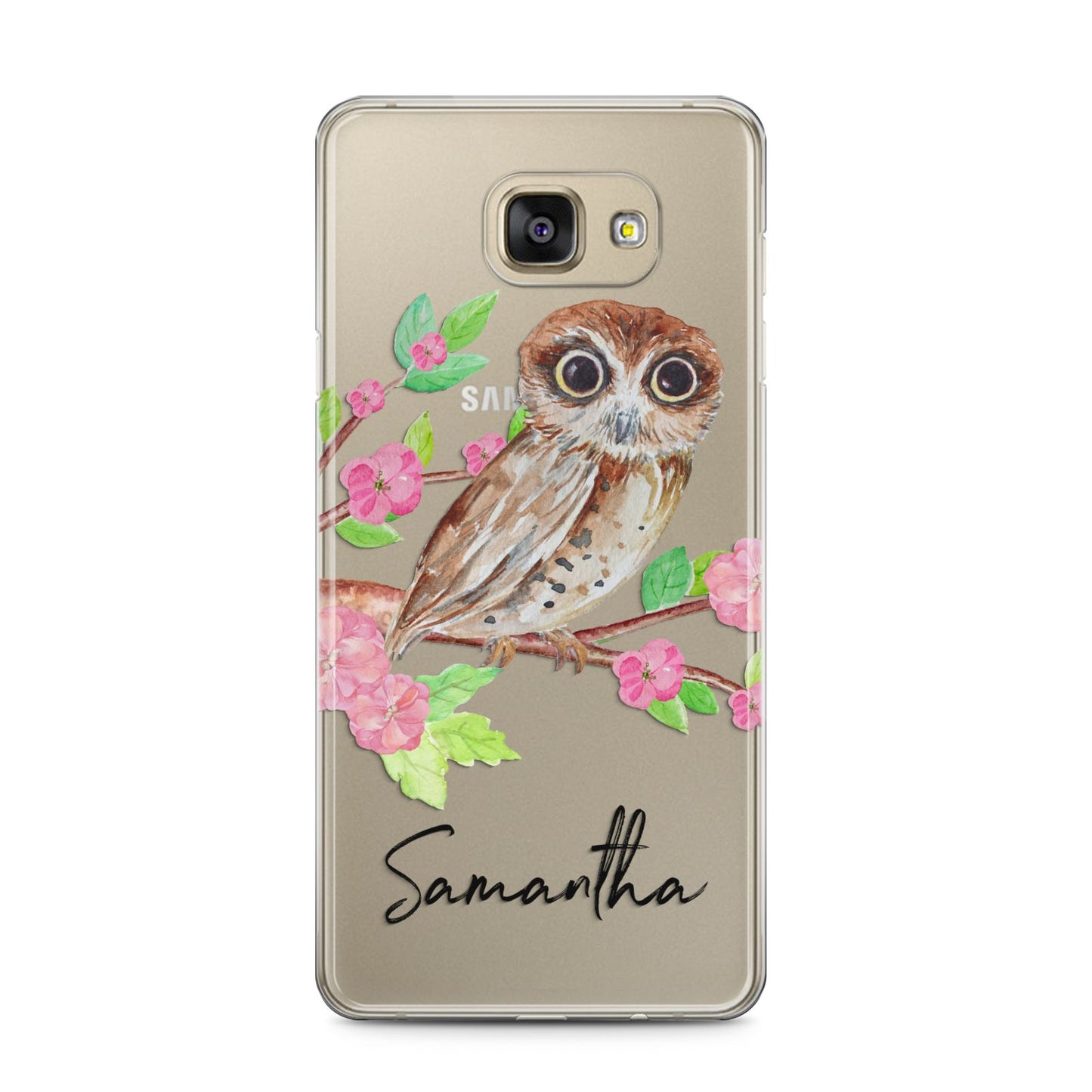 Personalised Owl Samsung Galaxy A5 2016 Case on gold phone