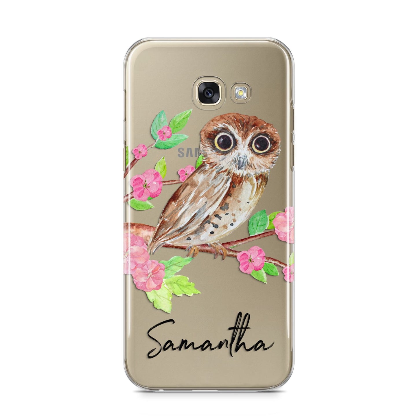 Personalised Owl Samsung Galaxy A5 2017 Case on gold phone