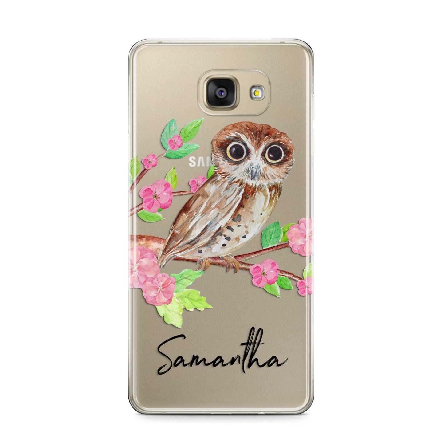 Personalised Owl Samsung Galaxy A9 2016 Case on gold phone