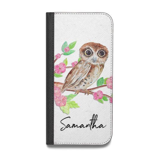 Personalised Owl Vegan Leather Flip iPhone Case