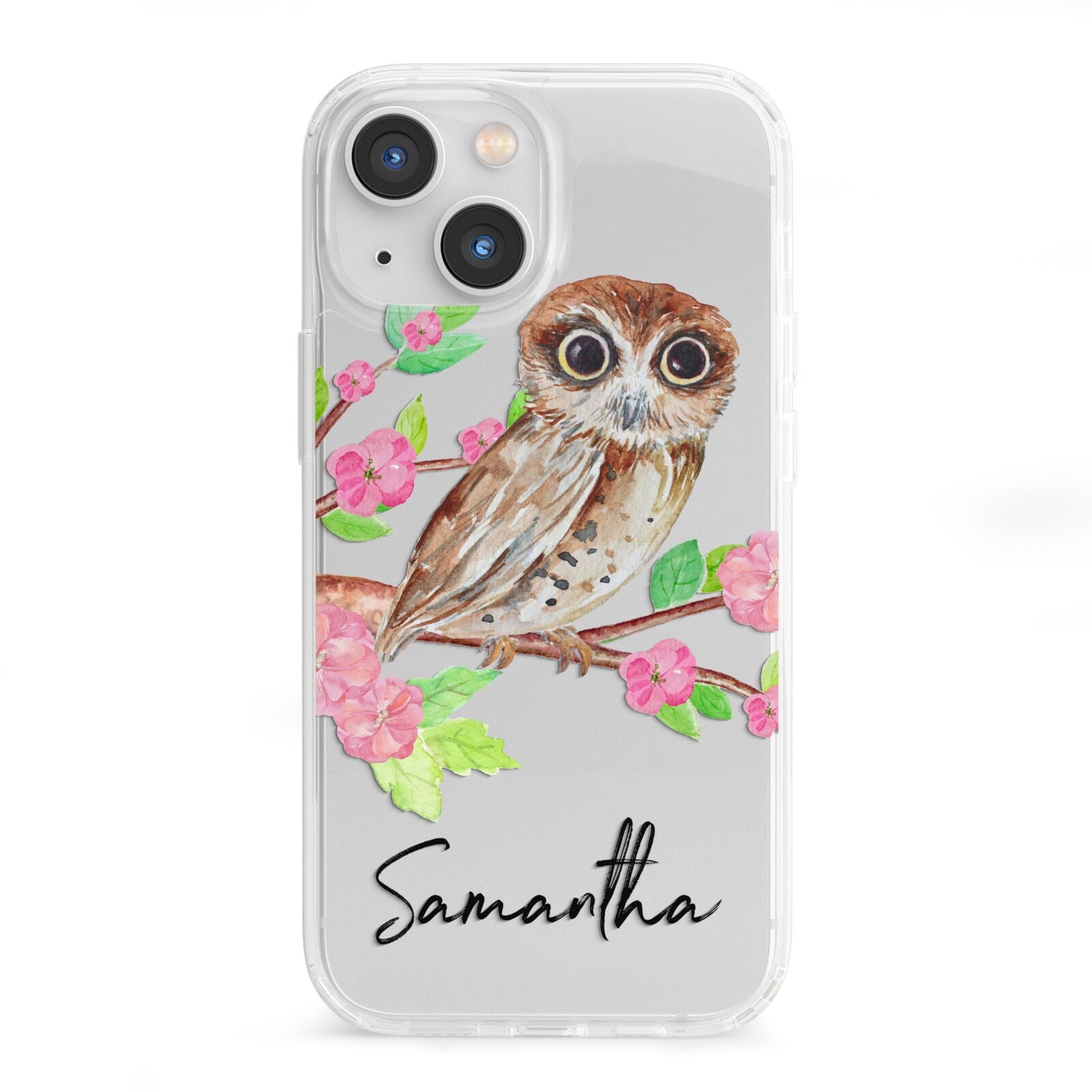 Personalised Owl iPhone 13 Mini Clear Bumper Case