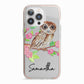 Personalised Owl iPhone 13 Pro TPU Impact Case with Pink Edges