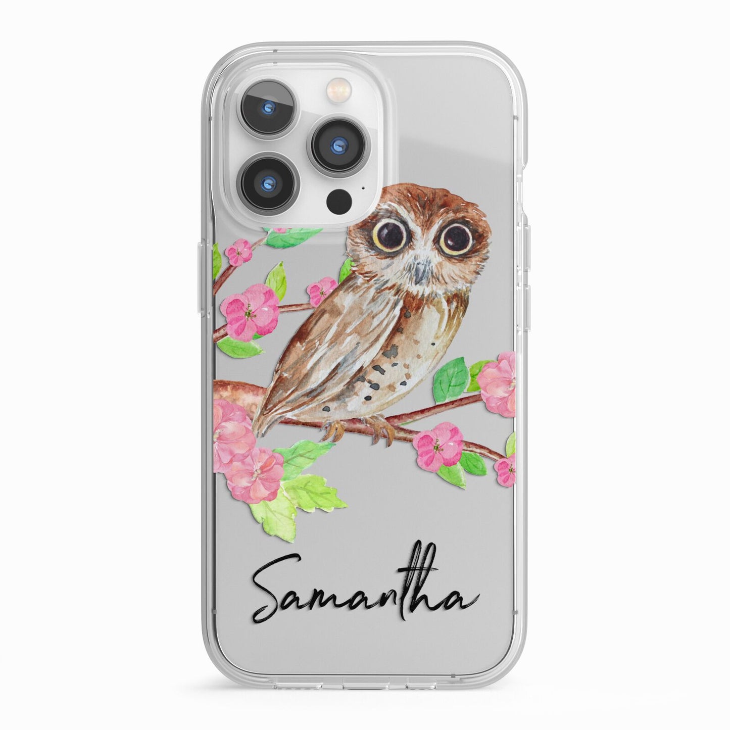 Personalised Owl iPhone 13 Pro TPU Impact Case with White Edges